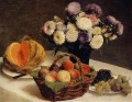Flores y frutos un melón Henri Fantin Latour